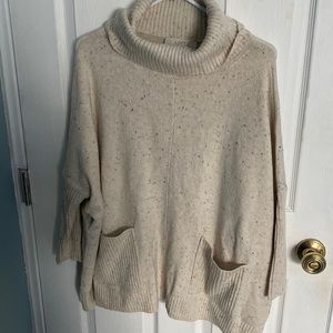 NWT never worn off white Loft Flecked Pocket Poncho Sweater